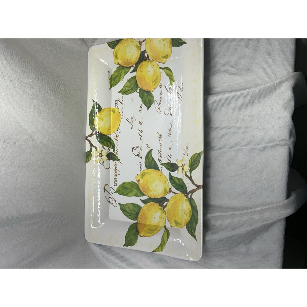 Nicole Miller Melamine Lemon Serving Tray Rectangular 21 1/2x 13